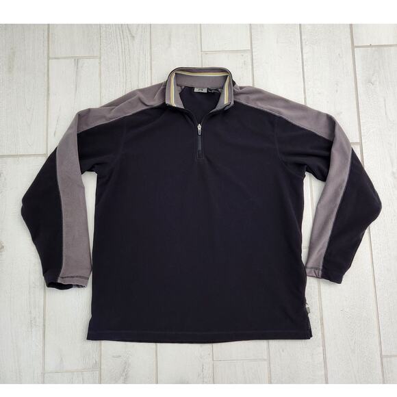 REI Mens Large 1/4 Zip Pullover Shirt Long Sleeve Black Mock Neck Fleece Outdoor - Picture 1 of 8